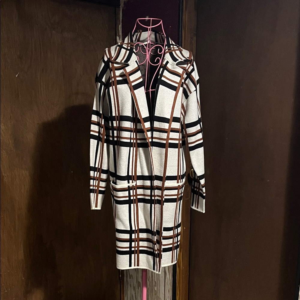 Stylish Plaid Long Coat